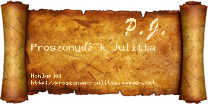 Proszonyák Julitta névjegykártya
